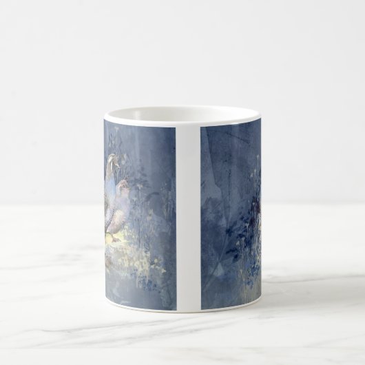 California Quail Bird in Blau Kaffeetasse (Mittel)