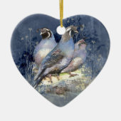 California Quail Bird in Blau Keramikornament (Vorne)