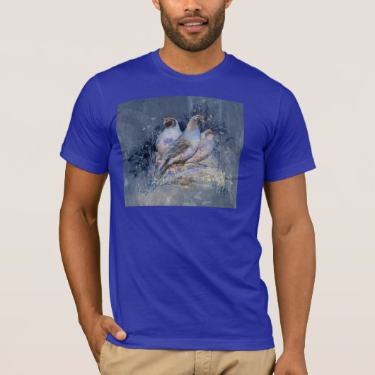 California Quail Bird in Blau T-Shirt (Vorderseite)