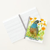 California Quail Bird Poppies Journal Watercolor Notizbuch (Innenseite)