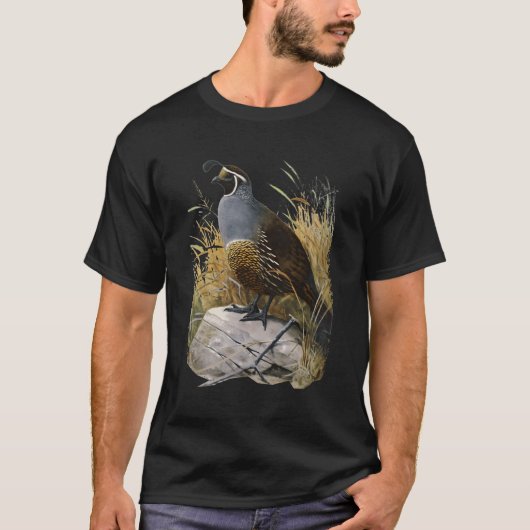California Quail Ca Quail Vogelbeobachter T-Shirt (Vorderseite)