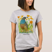California Quail Staat Bird Orange Poppies T-Shirt (Vorderseite)
