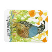 California Quail Watercolor Pupies Painting Magnet (Horizontal)