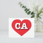 California Red Heart - I Liebe CA Postkarte (Stehend Vorderseite)