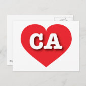 California Red Heart - I Liebe CA Postkarte (Vorne/Hinten)