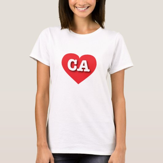 California Red Heart - I Liebe CA T-Shirt (Vorderseite)