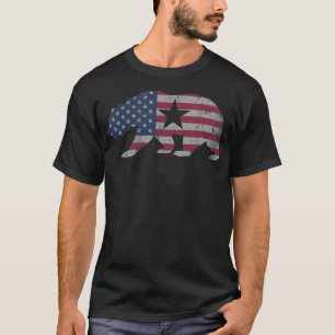 California Republic Bear American Flag 4. Juli T-Shirt