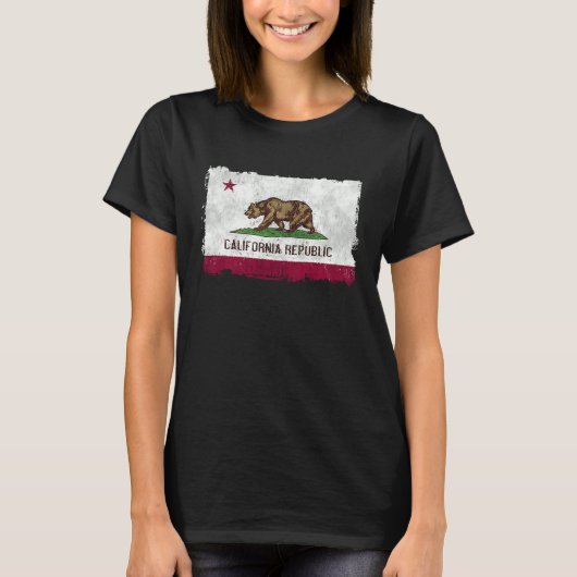 California Republic Cali Distressed Los Angeles Fl T-Shirt (Vorderseite)