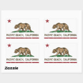 California REpublic Flag Pacific Beach Rechteckiger Aufkleber (Blatt)