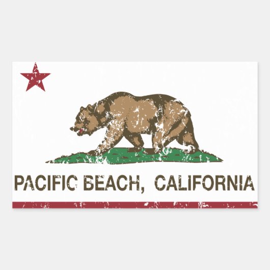 California REpublic Flag Pacific Beach Rechteckiger Aufkleber (Vorderseite)
