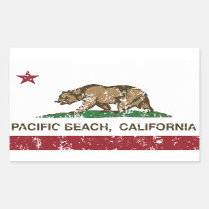 California REpublic Flag Pacific Beach Rechteckiger Aufkleber