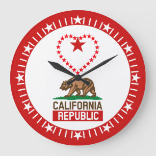 California Republic Red Star Love Dial Decor on a Große Wanduhr