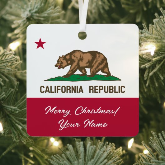 California Republic state flag custom Christmas Ornament Aus Metall (InSitu)