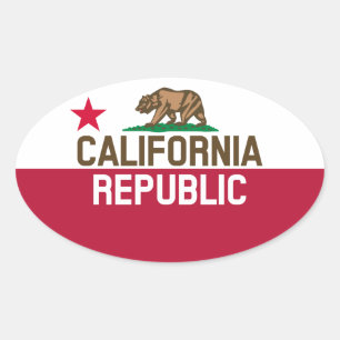 CALIFORNIA REPUBLIC State Flag Fitted Designs Ovaler Aufkleber