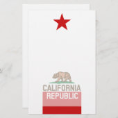 CALIFORNIA REPUBLIC State Flag Red Star Briefpapier (Vorne/Hinten)