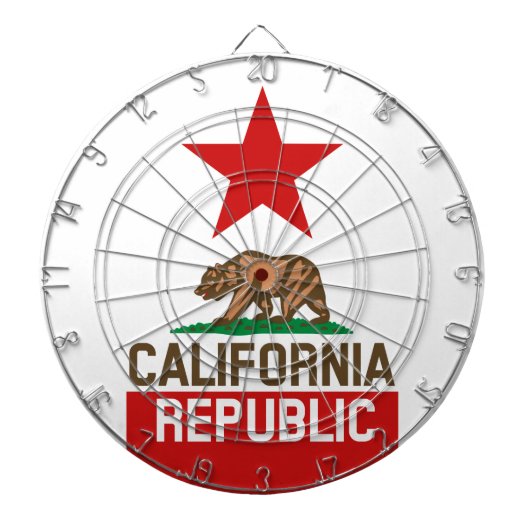 CALIFORNIA REPUBLIC State Flag Red Star Dartscheibe (vorne)