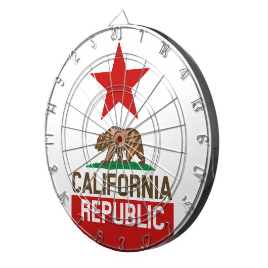 CALIFORNIA REPUBLIC State Flag Red Star Dartscheibe (Vorderseite rechts)