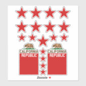 CALIFORNIA REPUBLIC State Flag Red Star Design Aufkleber (Blatt)