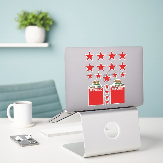 CALIFORNIA REPUBLIC State Flag Red Star Design Aufkleber (Laptop auf Schreibtisch)