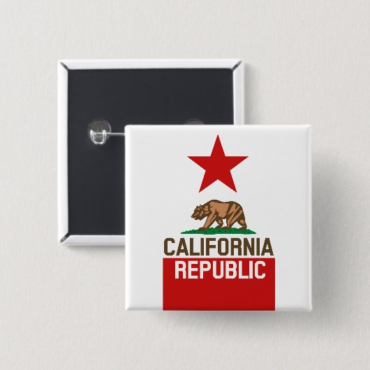 CALIFORNIA REPUBLIC State Flag Red Star Design Button (Vorne & Hinten)