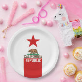 CALIFORNIA REPUBLIC State Flag Red Star Design Pappteller (Party)