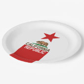 CALIFORNIA REPUBLIC State Flag Red Star Design Pappteller (Schrägansicht)