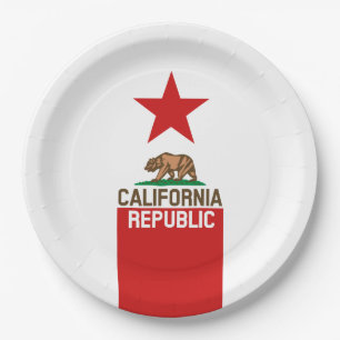 CALIFORNIA REPUBLIC State Flag Red Star Design Pappteller