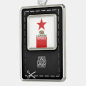 CALIFORNIA REPUBLIC State Flag Red Star Design Rahmen-Ornament Silber (Links)