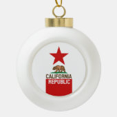 CALIFORNIA REPUBLIC State Flag Red Star Keramik Kugel-Ornament (Vorderseite)