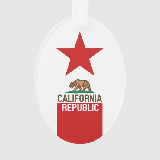 CALIFORNIA REPUBLIC State Flag Red Star Ornament (Rückseite)