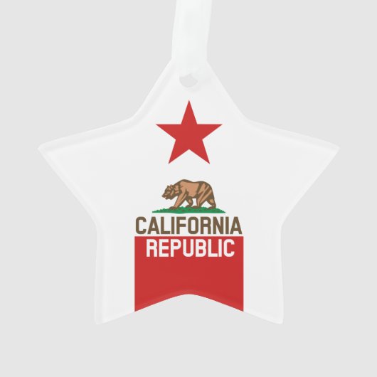 CALIFORNIA REPUBLIC State Flag Red Star Ornament (Rückseite)