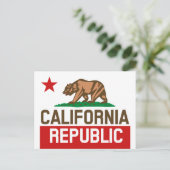 CALIFORNIA REPUBLIC State Flag Red Star Postkarte (Stehend Vorderseite)