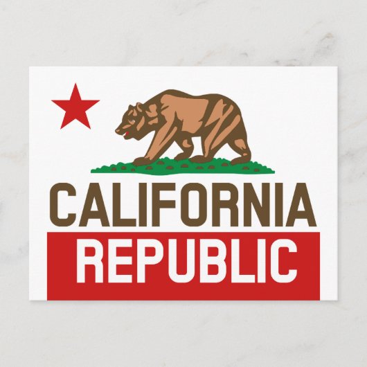 CALIFORNIA REPUBLIC State Flag Red Star Postkarte (Vorderseite)