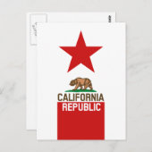 CALIFORNIA REPUBLIC State Flag Red Star Postkarte (Vorne/Hinten)