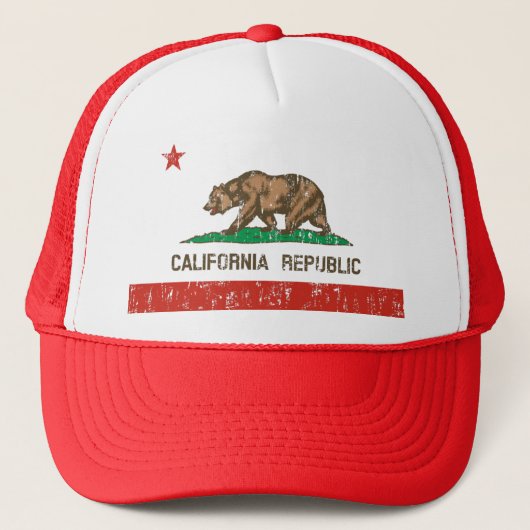 California Republic State Flag Trucker Hat (faded) Truckerkappe (Vorderseite)