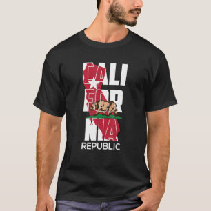 California Republic Vintag USA Flag Bear Retro T-Shirt