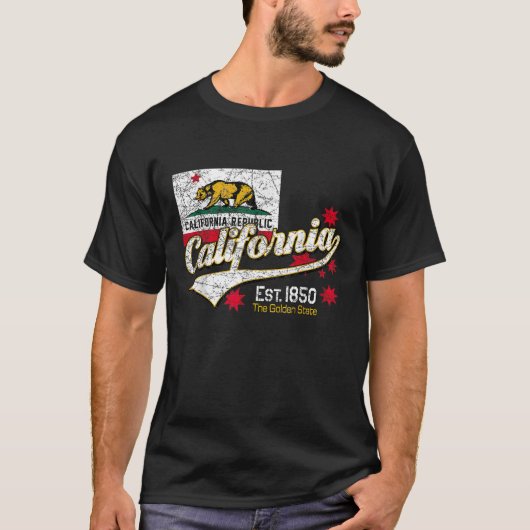 California Republic Vintage Cali Flags T-Shirt (Vorderseite)