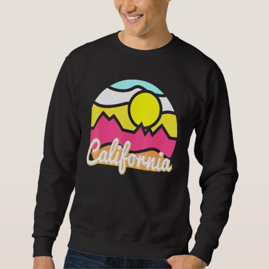 California Retro Mountain Sunset Outdoor Vanlife E Sweatshirt (Vorderseite)