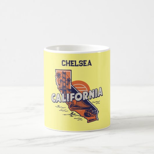 California Retro Staat Silhouette Personalisiert Kaffeetasse (Mittel)