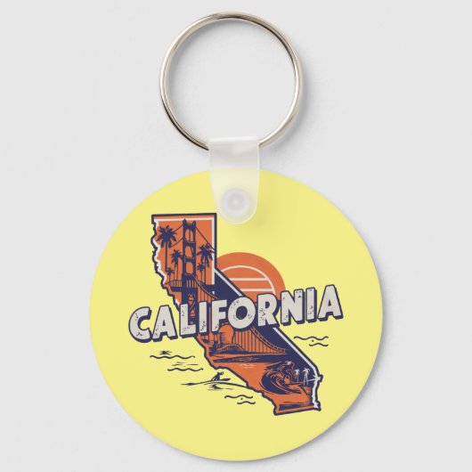 California Retro Staat Silhouette Schlüsselanhänger (Vorderseite)