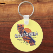 California Retro Staat Silhouette Schlüsselanhänger (Rückseite)