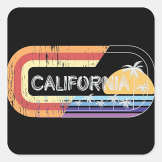 California Retro Streetwear Style Quadratischer Aufkleber