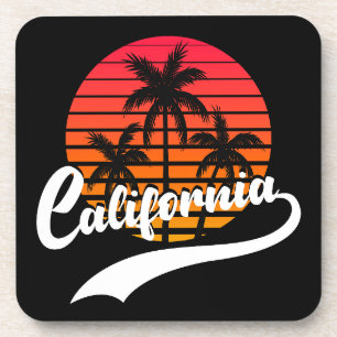 California Retro Sunset and Palm Tree Untersetzer