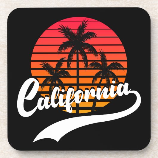 California Retro Sunset and Palm Tree Untersetzer (Vorderseite)