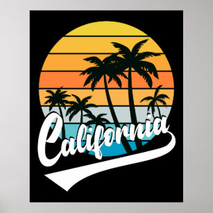 California Retro Sunset Poster