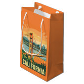 California Retro Travel Gift Bag Kleine Geschenktüte (Rückseite Schrägansicht)