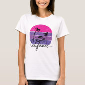 California Rettro srtipes lila rosa Sonnenuntergan T-Shirt (Vorderseite)