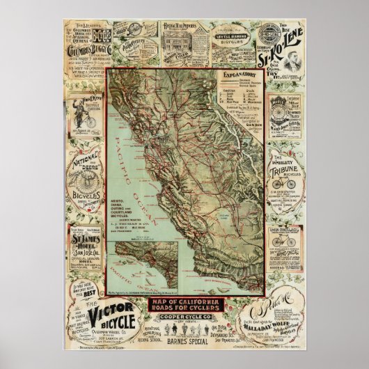 "California Road For Cyclists" (1896) (siehe Anmer Poster (Vorne)