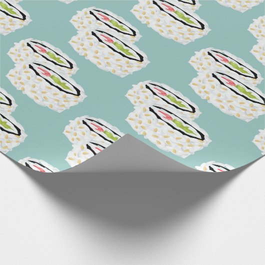 California Roll Sushi Muster Light Geschenkpapier (Ecke)