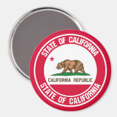 California Round Emblem Magnet (Vorderseite/Rückseite)